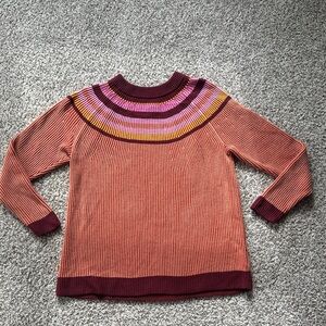Lands' End Women's Sweater in Burgundy, Pink, Yellow and Orange “Drifter”